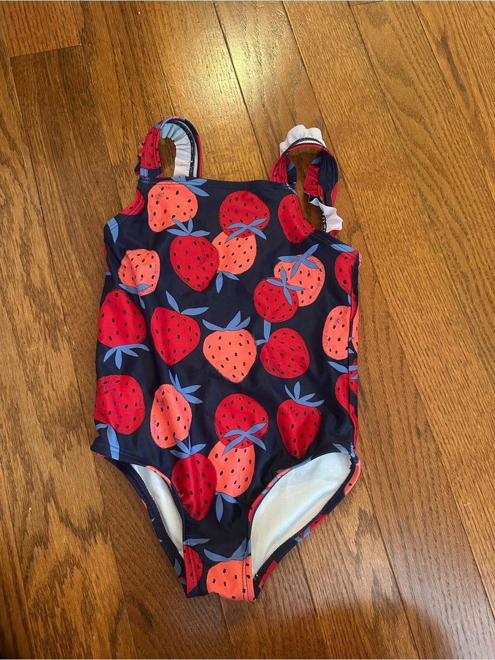 Carter's Navy One-Piece Swimsuit with Red & Coral Strawberry Print